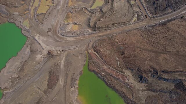 Rear earth mining for advance modern AI technologies. Environmental issue and sustainability problem concept. Industry waste from aggregates pits and hazardous materials. Communities protection.