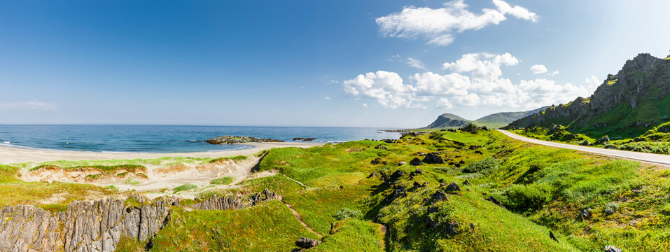 Storsand beach in the north of Norway on the coast of the Barents Sea in the S&oslash;rvanger peninsula
