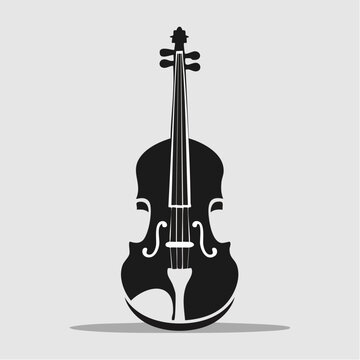 Black silhouette of a violin on a gray background