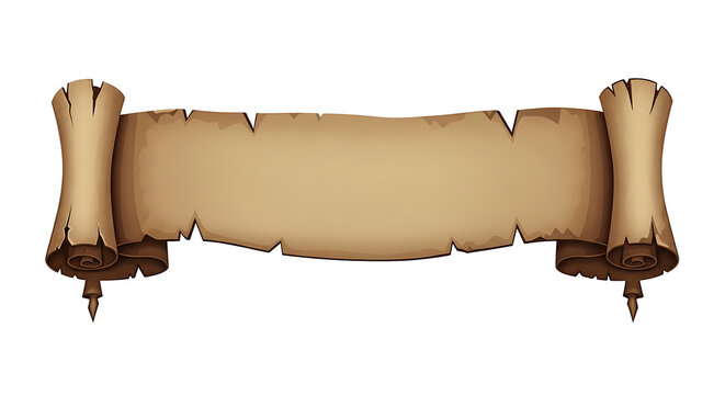 Vintage scroll parchment with torn edges PNG isolated on transparent background