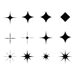 Obraz premium Sparkle Starburst and Glint Vector Icons Set - Shine Effect Elements Collection