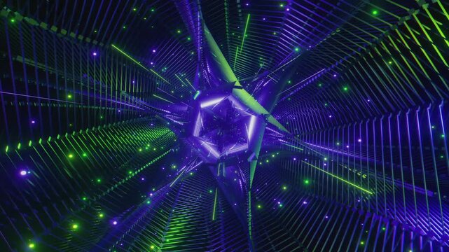 4k seamless VJ loop featuring an infinite movements of abstract geometry for VJ sets, high-tech club visuals, electronic music festivals, stage screens, LED video walls, backdrop