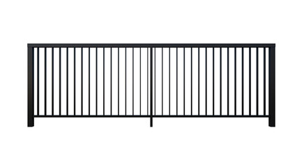 Obraz premium Black metal vertical fence segment on transparent background modern architectural element for exterior home.