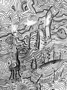 Black and white abstract hand drawn background 