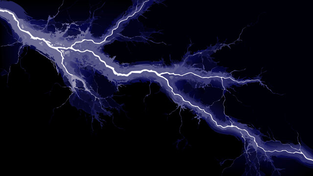 A dramatic image showcases a vibrant forked lightning bolt against a dark black sky