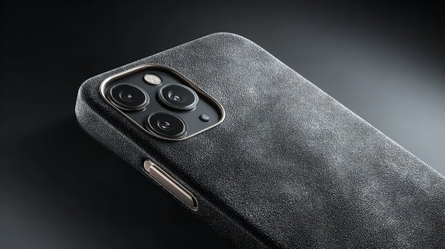 High-angle perspective on a modern smartphone with multiple camera lenses