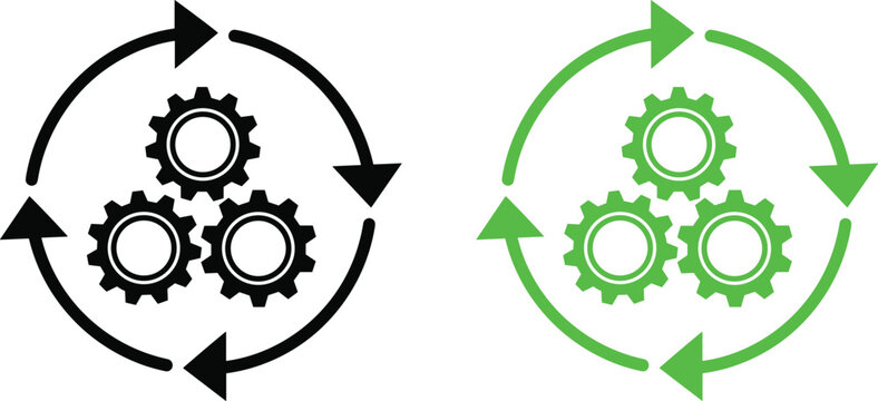 Process Automation Vector Icon &ndash; Workflow Loop with Gears, System Cycle and Continuous Operation Illustration