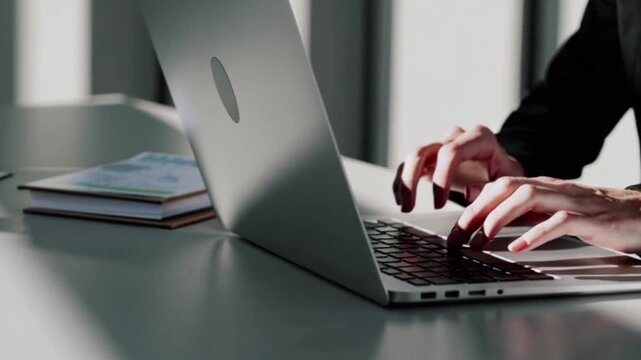 Business Professional Working on Laptop in Modern Office