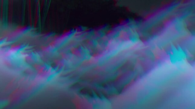 Abstract distorted light waves creating a vibrant, glitchy effect with energetic motion and chromatic aberration digital video clip.