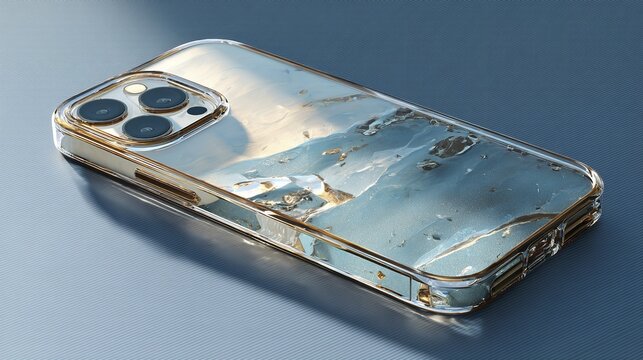 Clear protective case covering a sleek and modern Apple iPhone cellular phone model.