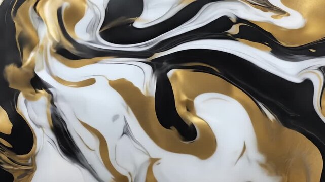 Stunning Abstract Liquid Gold and Black Marble Swirl Animation for High Quality Modern Cinematography and Visual Background