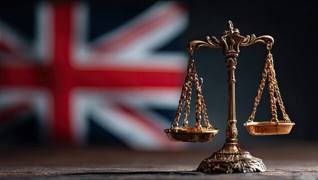 Scales of Justice Symbolizing UK Law and Legal System.