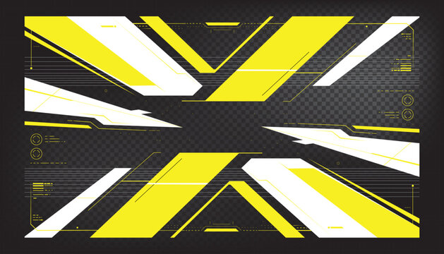 Cyberpunk Futuristic HUD Graphic &ndash; Abstract Tech Banner with Yellow and White Geometric Accents