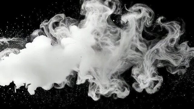 White powder explosion against a black background