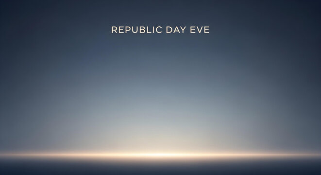 Republic day eve text overlay over a gradient sky with horizon light