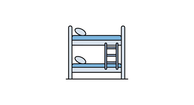 Bunk Bed for Kids Line art creative colorful pattern vector