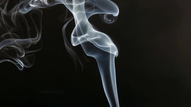 Abstract white smoke swirls against a dark background.