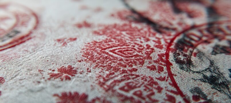Micro Textured Passport Ink Embossed Patterns Red Deported Mark Across Page Symbolic
