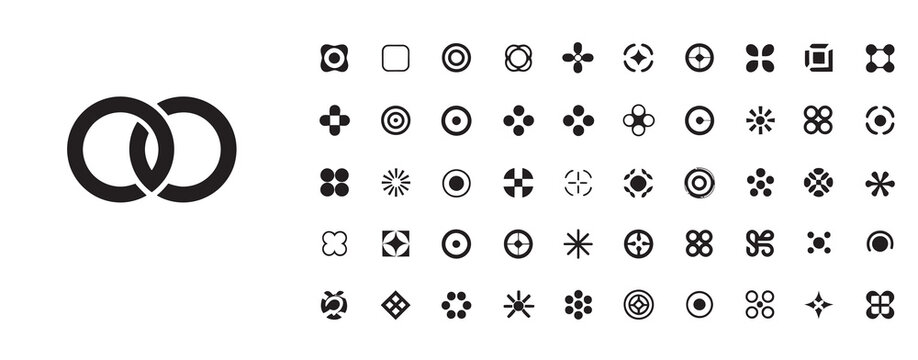 Interlocking rings and abstract geometric shapes for design and branding elements