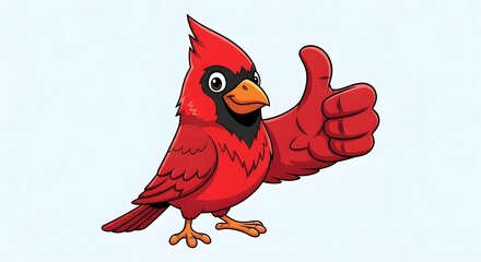 Obraz premium Cartoon Cardinal Bird Giving Thumbs Up Gesture.