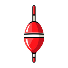 Red Fishing Bobber with White Stripes Isolated on White Background © Lilis