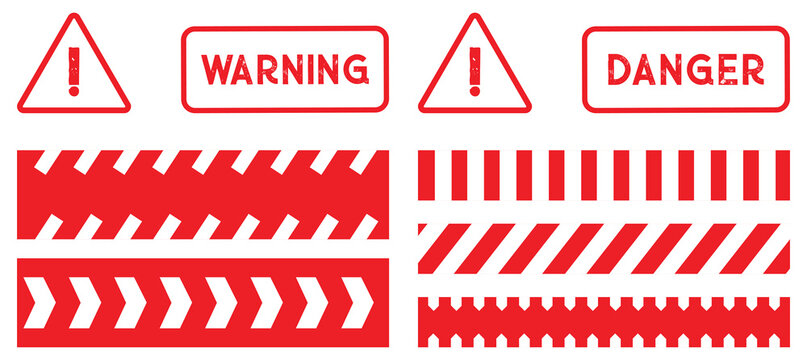 caution tape set of yellow and black. Warning Stripes Line Vector, Safety Caution Hazard Tape, Danger Road Symbol, Long Ribbon Border Design. vector