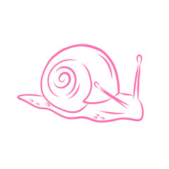 Contour snail pink color. For kids design, prints, stickers and decorative. © miss LEMON
