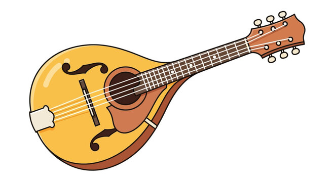 Vector illustration of a traditional acoustic mandolin isolated on a white background