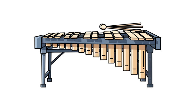 Professional marimba musical instrument vector illustration on white background.