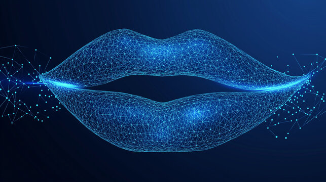 lip mouth teeth digital technology low poly wireframe concept