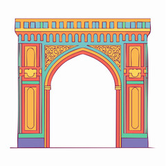 Fototapeta premium Colorful Islamic Archway Illustration