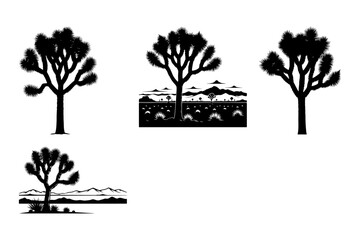 Obraz premium Joshua tree silhouette vector illustration