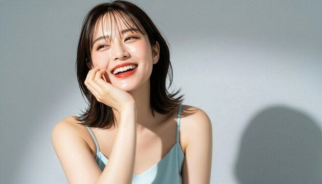 艶やかな肌と透明感のある若い女性のビューティーポートレート (Soft Radiance Portrait Series)