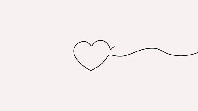 Intertwined heart shapes are drawn with one continuous line in a clean, minimal style on a white background, symbolizing love and connection.