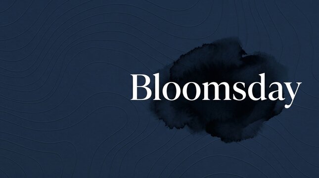 Minimalist dark blue graphic background honoring Bloomsday. Use for literary event invitations reading club banners and classic literature blogs.