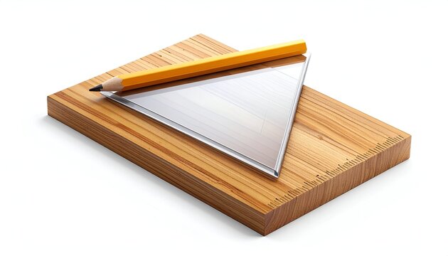 Drafting tools on a wooden board for architectural design.