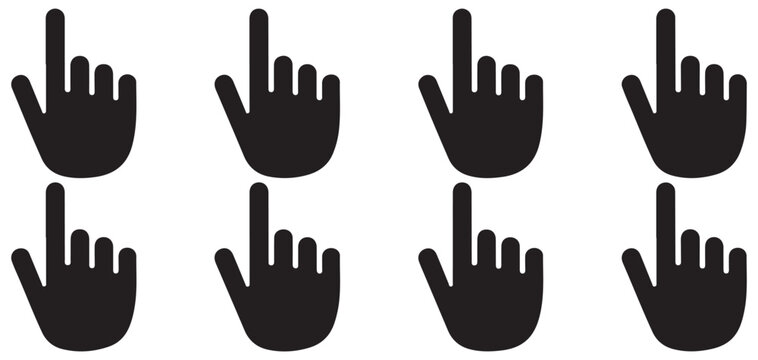 Black finger pointing and clicking mouse cursor icons vector illustration eps 10