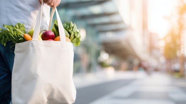 Reusable grocery tote bag filled with fresh fruits and vegetables for eco lifestyle design,Polyphenol Day