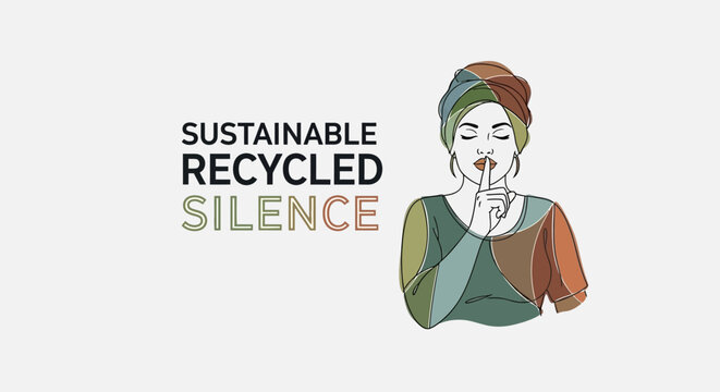 Woman with finger on lips, requesting silence, wearing colorful head wrap.