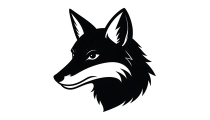 Fototapeta premium Black and white wolf head illustration.