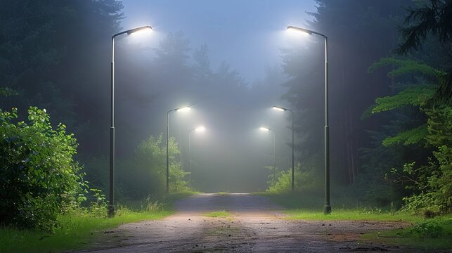 Warning triangle on wet road at night with blurry traffic lights illuminating the scene