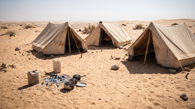 Abandoned camsite in a desert