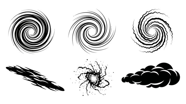 Abstract Swirls, Vortex, Twister, and Cloud Icons Set