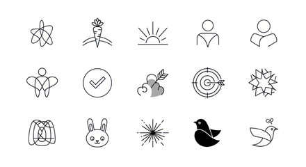 Fototapeta premium Minimalist Icons Collection: Growth, Success, Connection, Nature, Ideas, and More
