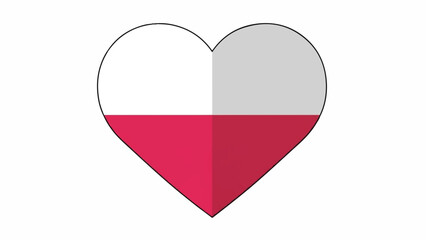 Obraz premium Heart-shaped emblem in Poland flag colors with white over red design.