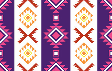 Fototapeta premium Seamless ethnic pattern vector with traditional tribal and cultural motifs, perfect for fabric, fashion, wallpaper, crafts, and decorative design projects. drew this by myself, It's not AI generate