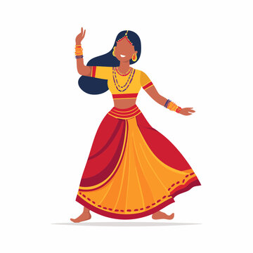 Indian Woman Dancing in Traditional Attire