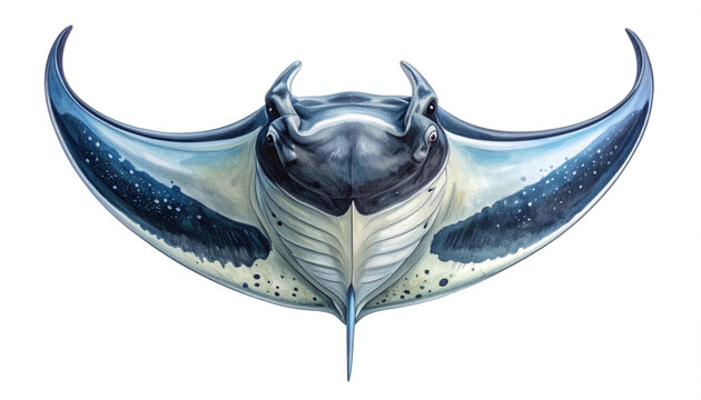 Detailed illustration of a giant oceanic manta ray