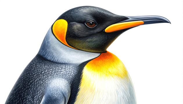 Detailed illustration of a penguin portrait