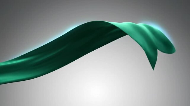 Green ribbon twisted and curved shapes.